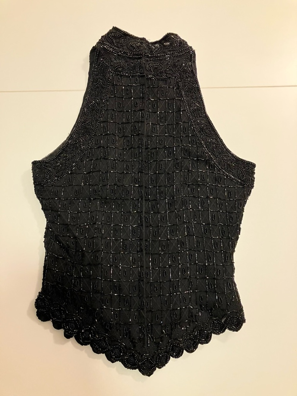 Papell Boutique Black Beaded Halter Camisole
